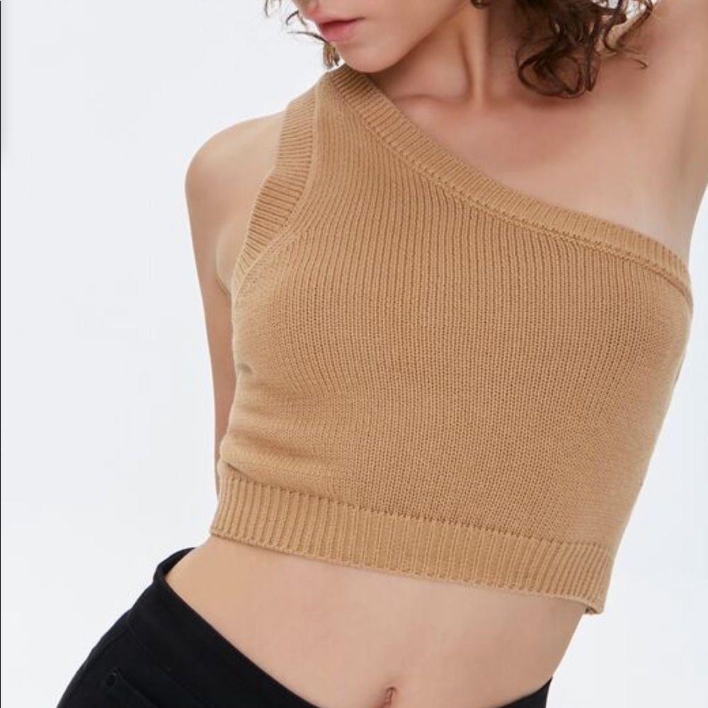 F21 sweater knit one shoulder top